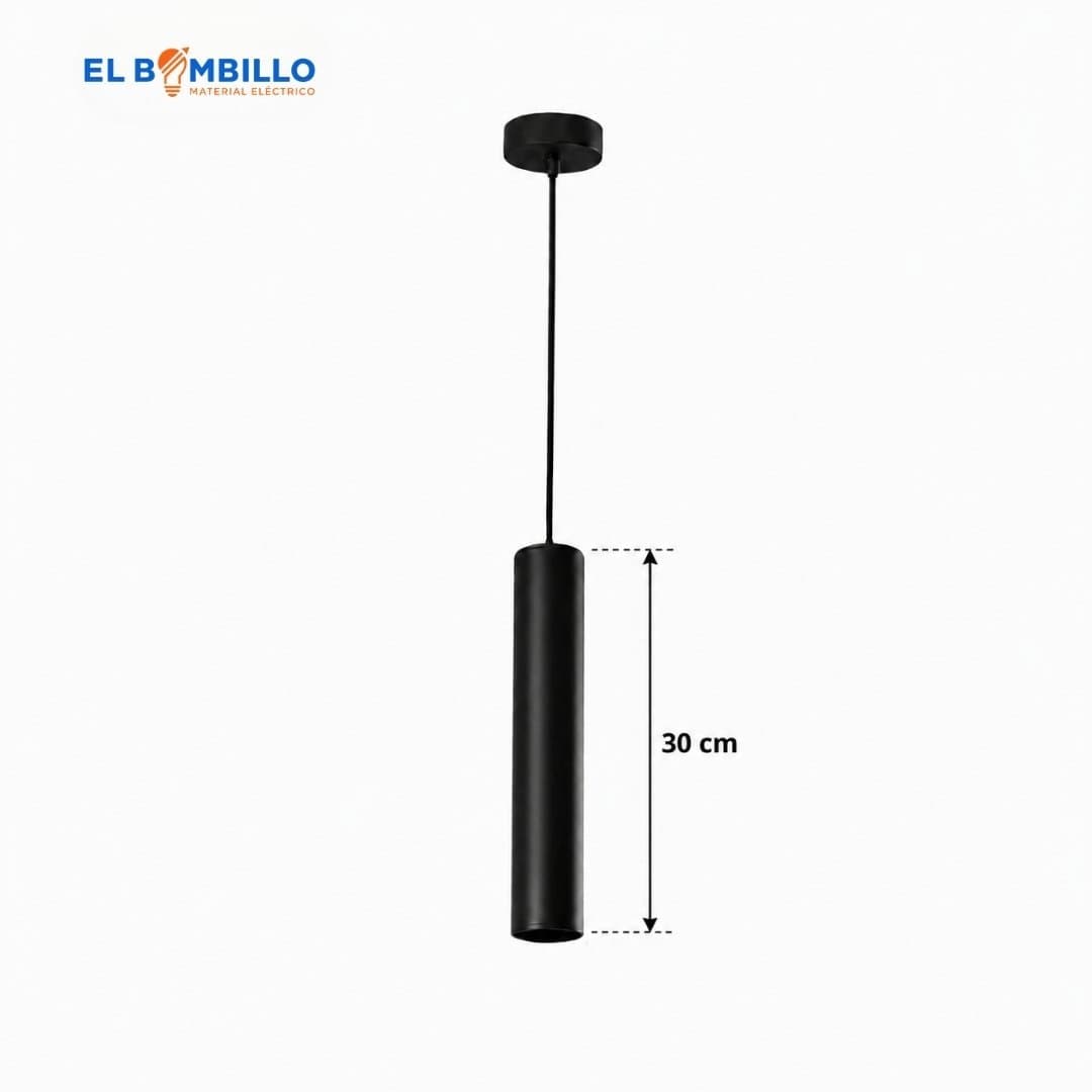 LAMPARA KUARZO COLGANTE GU10 55X300MM NEGRO/SILVER INSIDE