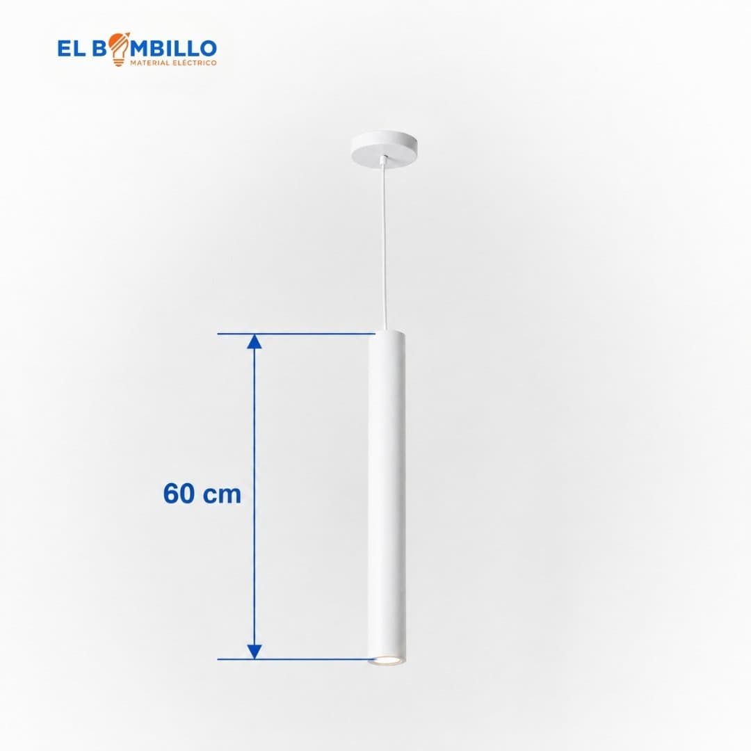 LAMPARA KUARZO COLGANTE GU10 55X600MM BLANCO/SILVER INSIDE