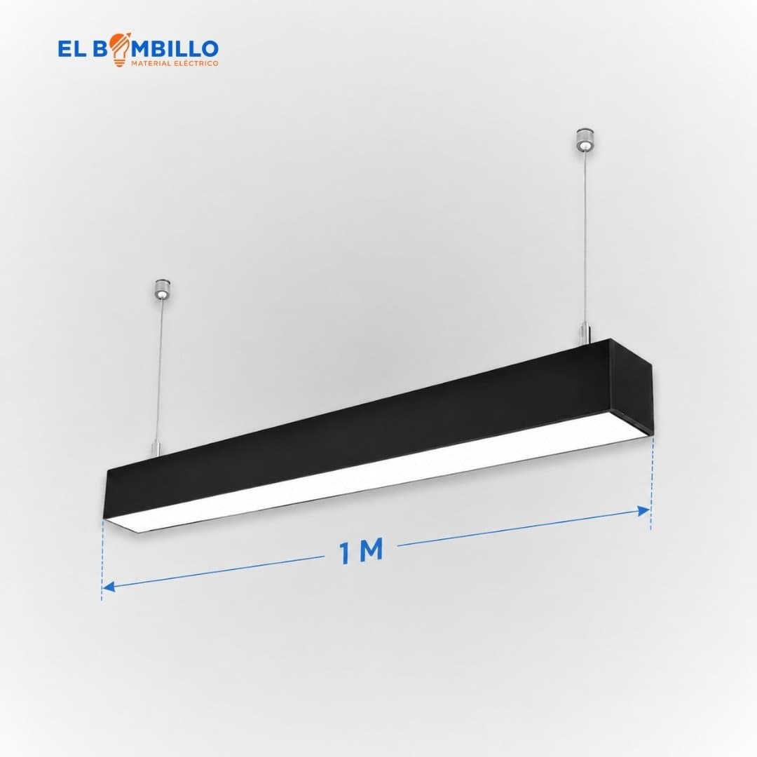 KUARZO LAMPARA LED COLGANTE 1METRO BASE ALUMINIO NEGRO 40W 3000K-4000K-6000K