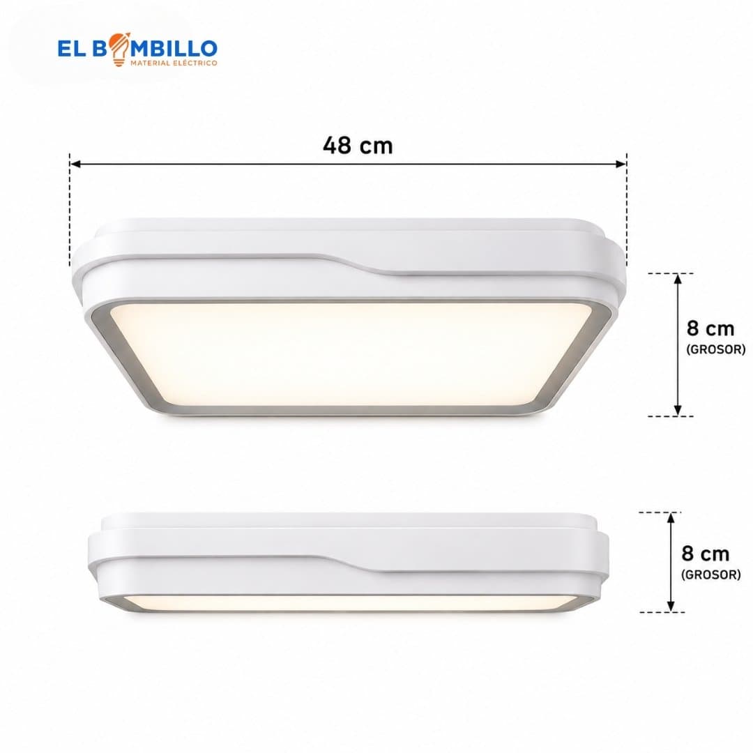 LAMPARA DECORATIVA LED CUADRADA DE TECHO SOBREPUESTO GRIS 40W 3000K-4000K-6000K