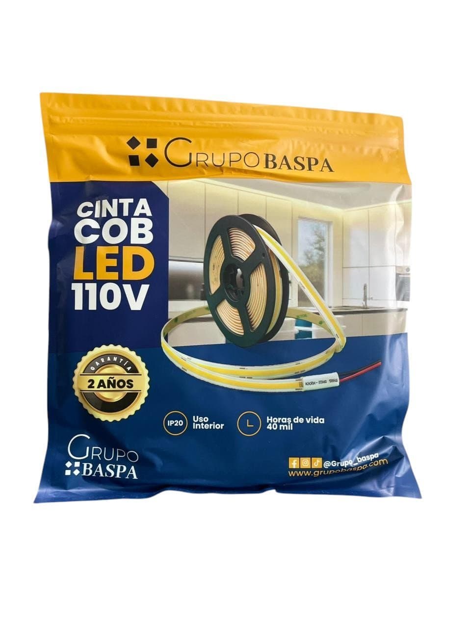 BASPA CINTA LED COB 110 V 10 MTS 3000K