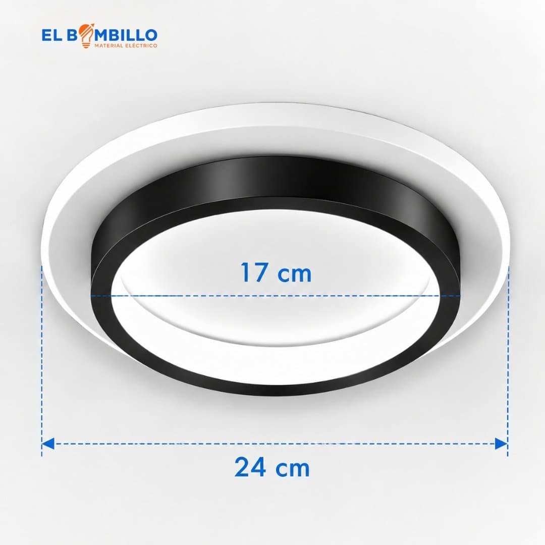 XILED LAMPARA DE TECHO LED NEGRO/BLANCO 22W CCT 3000K 4000K 6500K D:24X5.6CM 85-265V