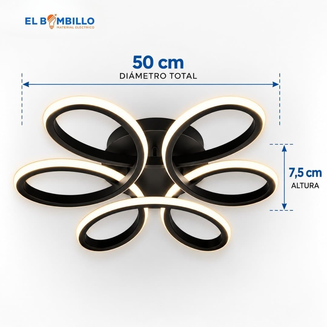 XILED LAMPARA DE TECHO LED MAYA NEGRO 48W CCT 3000K 4000K 6500K