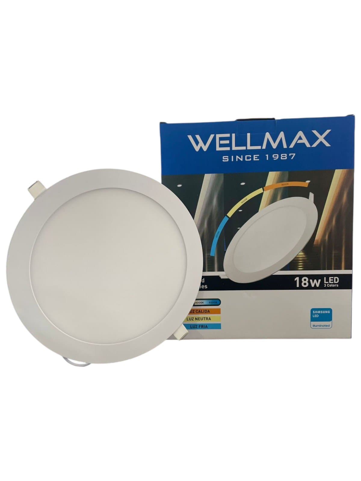WELLMAX PANEL LED REDONDO EMPOTRABLE 18W 3000-4000-6500K