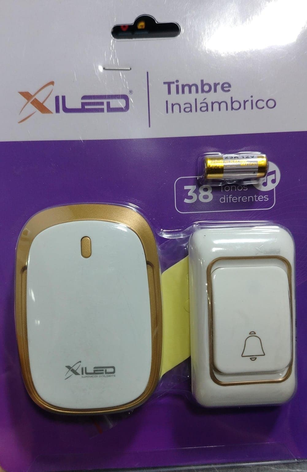 XILED TIMBRE INALAMBRICO 32 TONOS DE SONIDO COLOR BLANCO Y DORADO