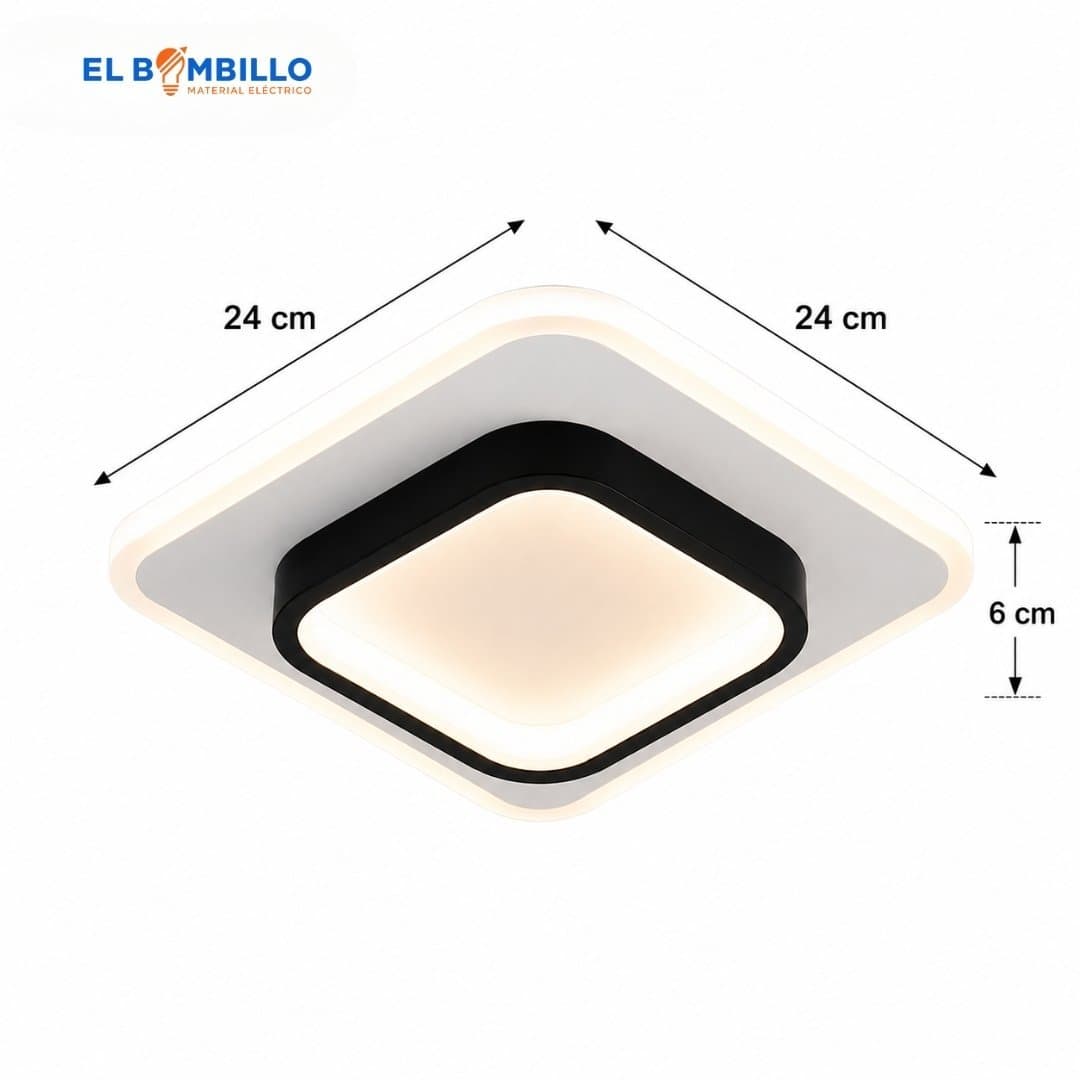 LEDEX LAMPARA DE TUMBADO LED BIANCA DE ALUMINIO NEGRO/BLANCO 3TONOS 16W 24X24X6 CM