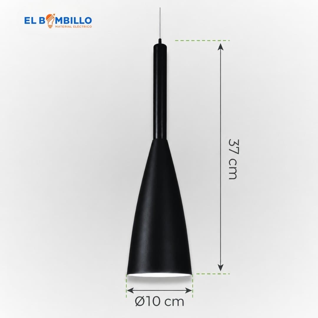 LAMPARA COLGANTE ON LED CONO NEGRO E27