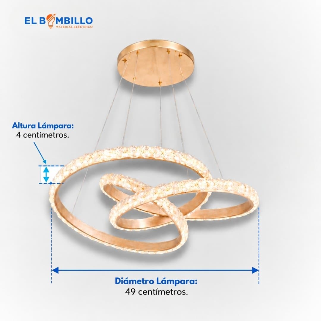 LAMPARA DECORATIVA COLGANTE ANILLO DE ESCARCHA 3 TONALIDADES