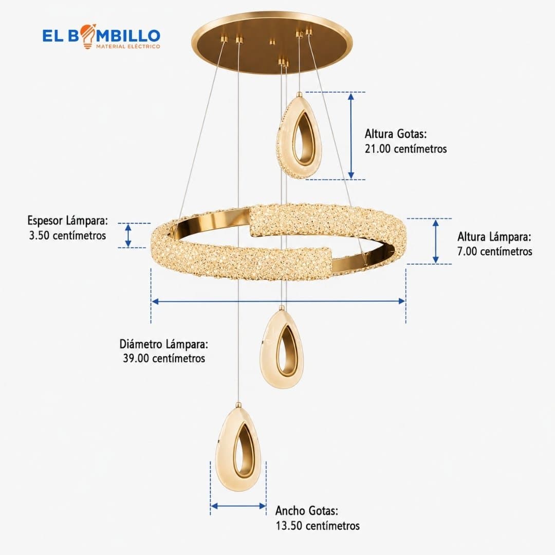 LAMPARA DECORATIVA COLGANTE LLUVIA DE CRISTAL 3 TONALIDADES