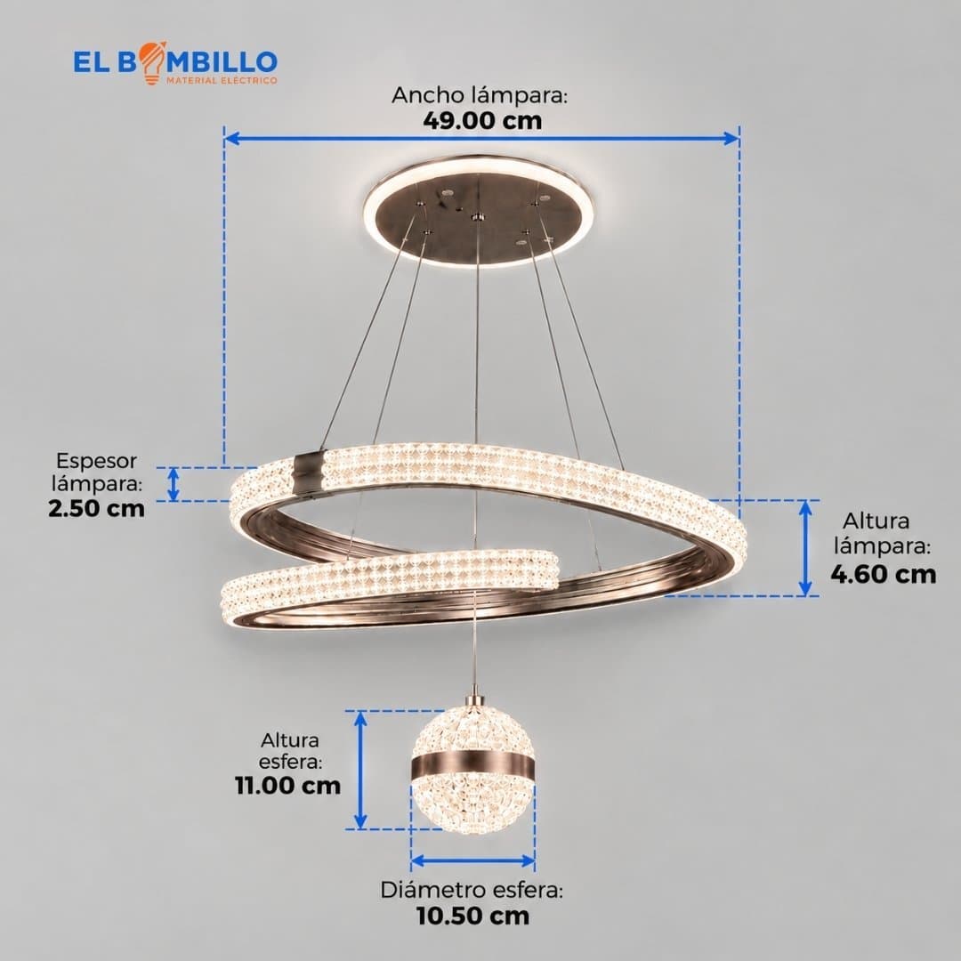 LAMPARA DECORATIVA COLGANTE AURA MODERNA 3 TONALIDADES