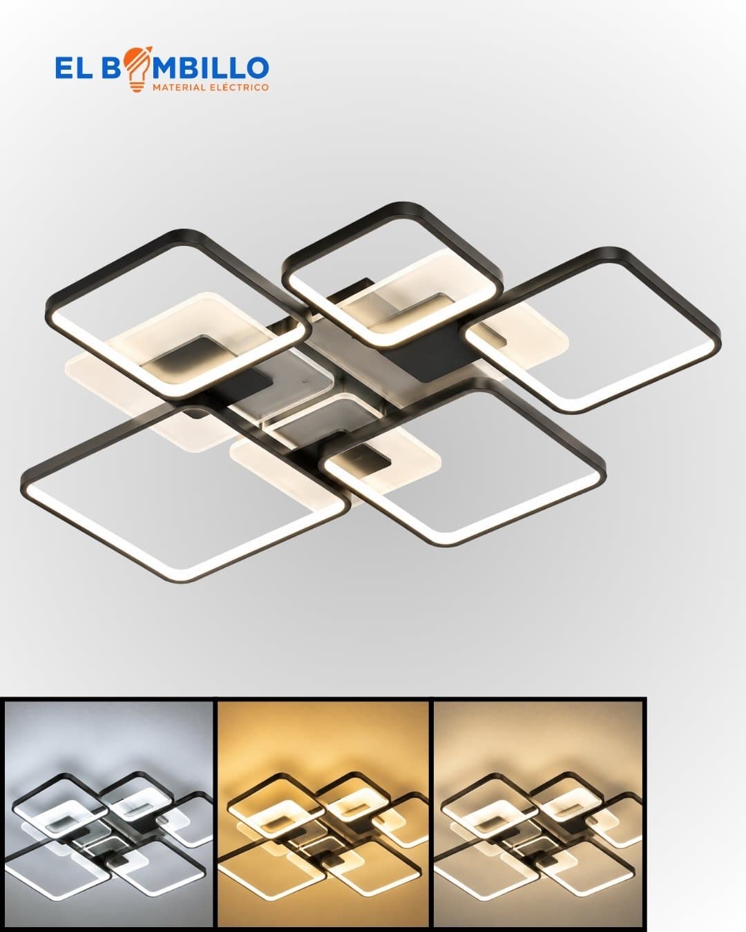 ELIEL LAMPARA LED DE TECHO CUADROS LUX 110CM X 91CM 130W 110V WW