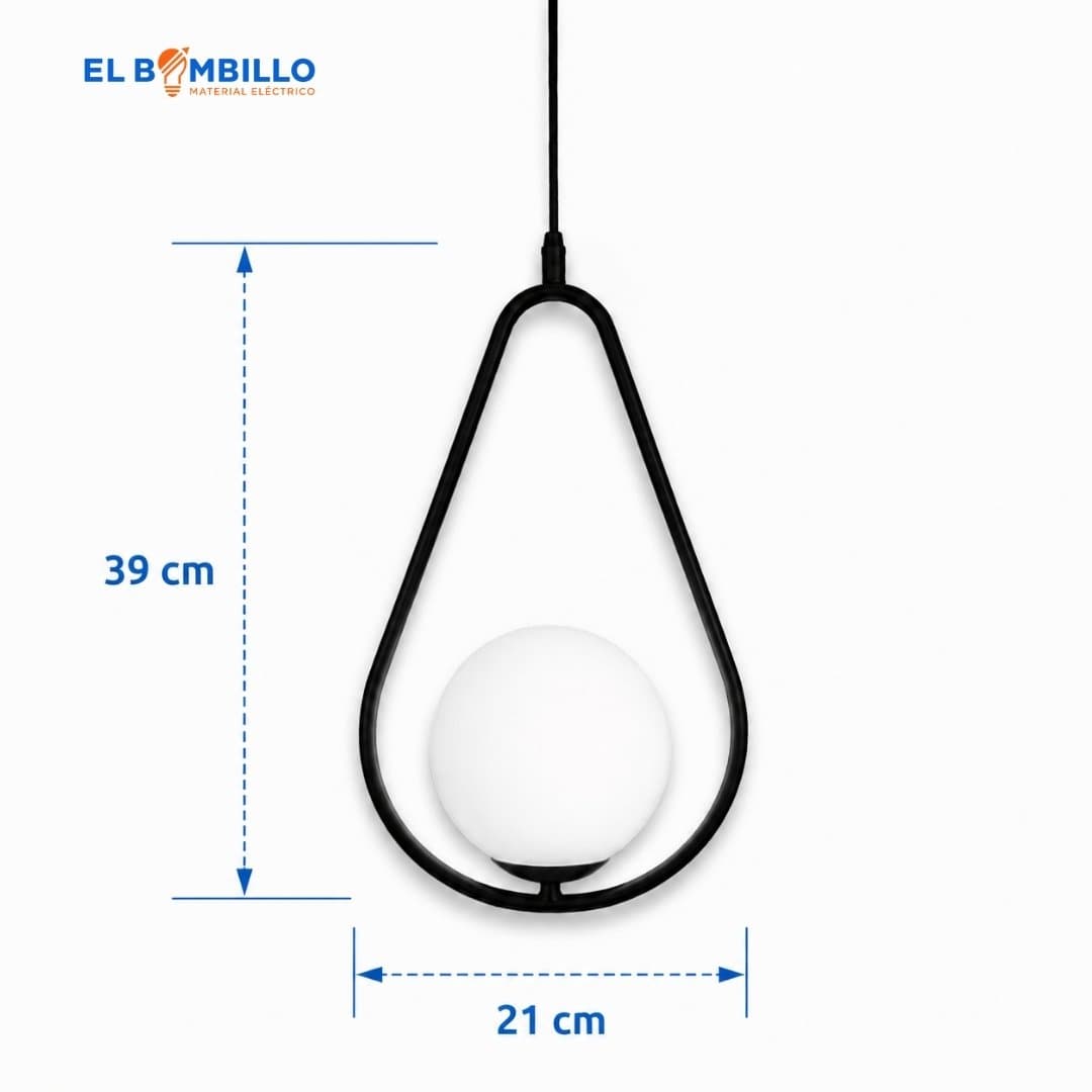 LAMPARA ELIEL DECORATIVA OVALADA DE TECHO NEGRO VIDRIO 15CM 110V E27