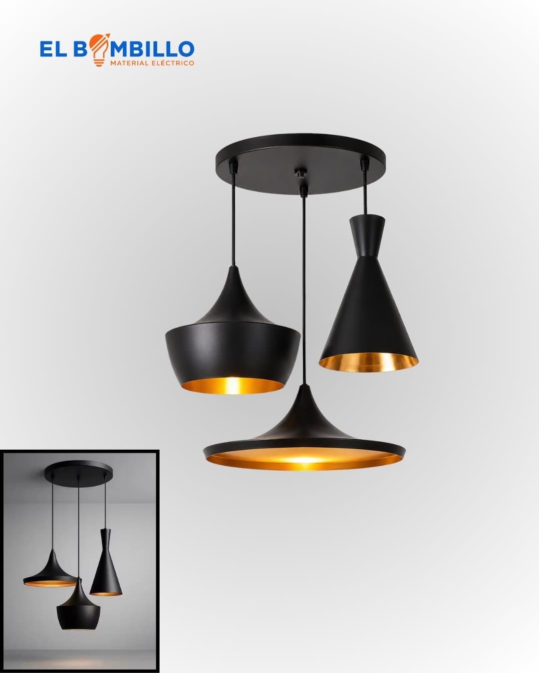 ELIEL LAMPARA COLGANTE TRIPLE ASIMETRICO D70CM E273(SIN FOCOS) 110V