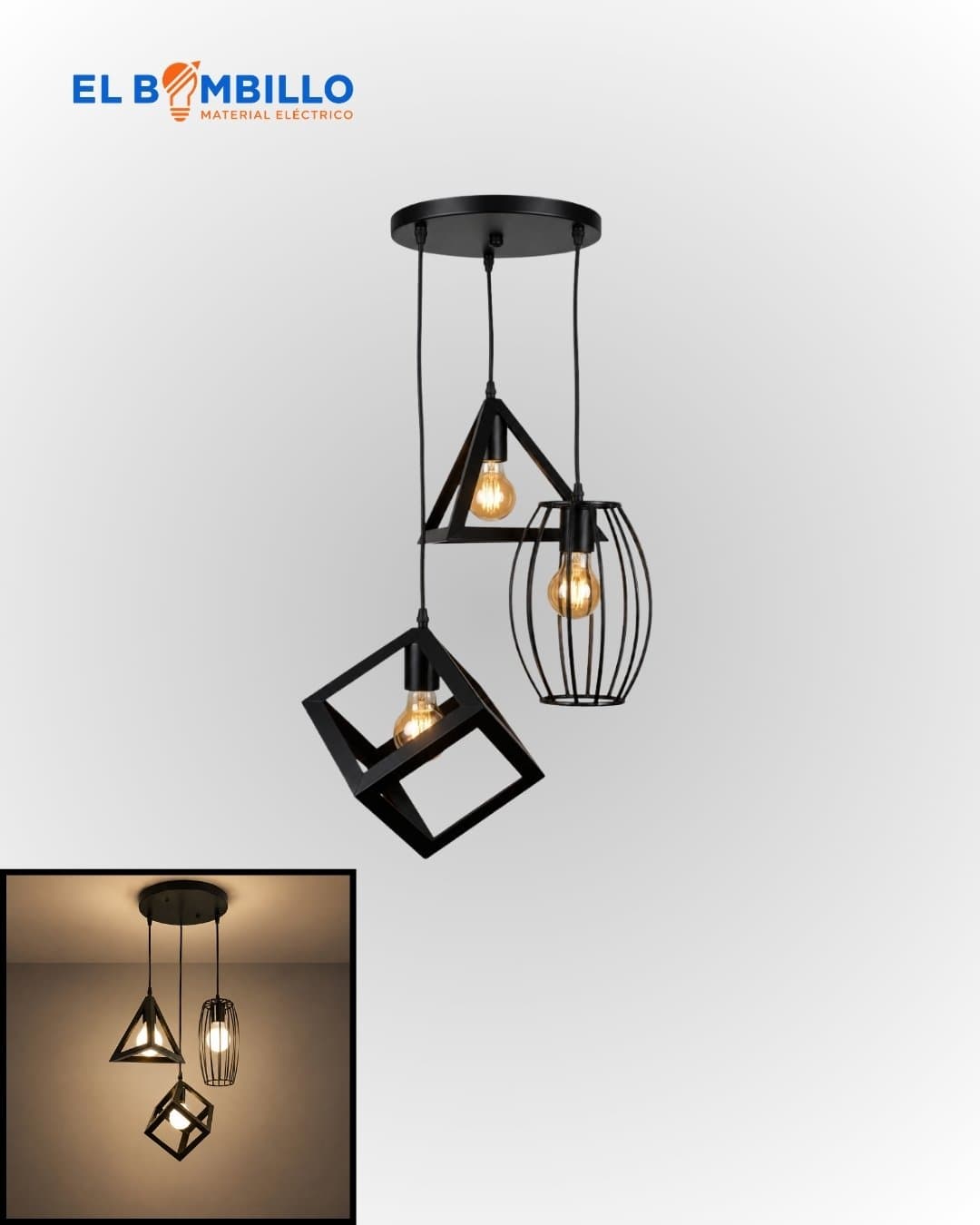 ELIEL LAMPARA COLGANTE TRIADA GEO JUEGO DE 3 PCS E27