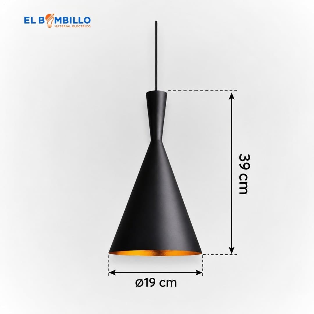 REVEM LAMPARA DECORATIVA COLGANTE ENBUDO NEGRO DORADO
