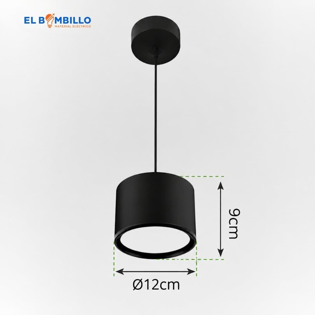 LAMPARA REVEM DECORATIVA COLGANTE NEGRO CILINDRICA 18W 4000K