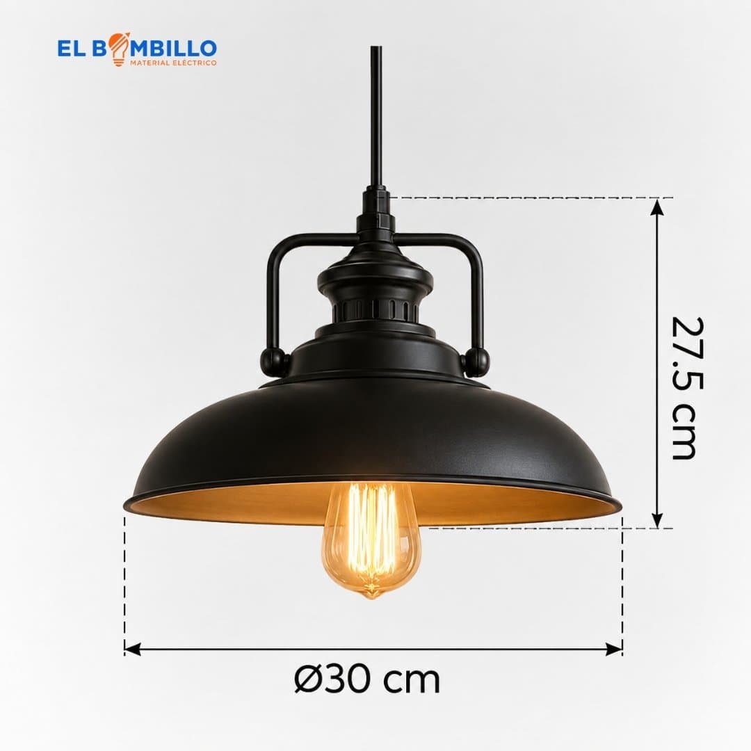 REVEM LAMPARA DECORATIVA COLGANTE LINEA INDUSTRIAL NEGRO