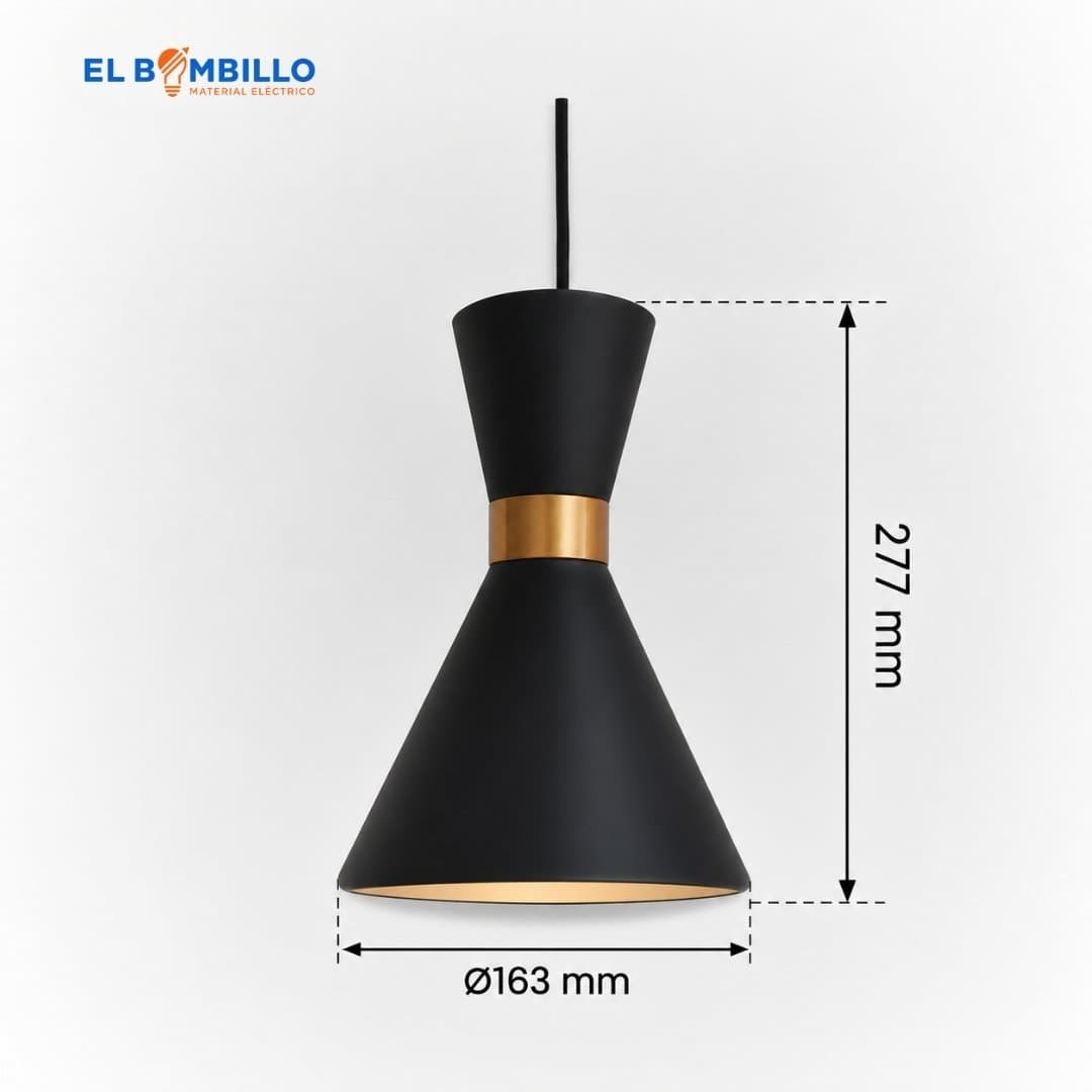 LAMPARA REVEM DECORATIVA COLGANTE CONO BOQUILLA E27 NEGRO